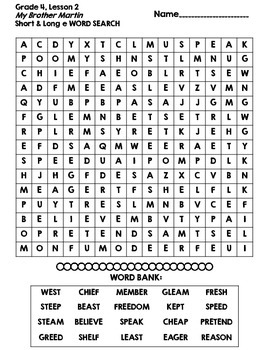 Journeys Grade 4 Unit 1 Spelling Word Searches by Just So Elementary