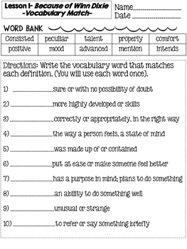 Journeys Grade 4 Unit 1 Vocabulary Matching Lessons 1 5 By