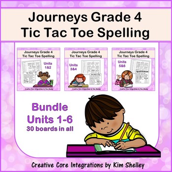 Preview of Journeys Grade 4 Spelling Tic Tac Toe BUNDLE