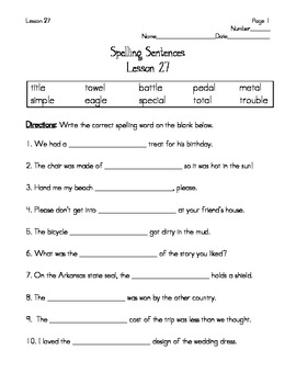 Journeys - Houghton Mifflin Harcourt Grade 4 Lesson 27 Spelling Sentences