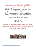 Journeys Kindergarten High Frequency Words Sentences- Unit 4