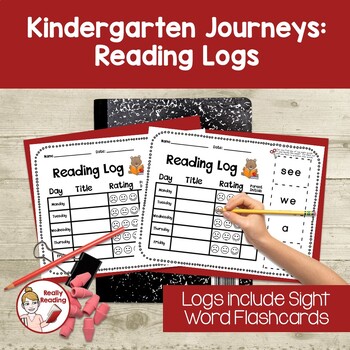 Preview of Journeys Kindergarten Reading Log with Sight Word Flashcards