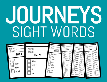 Preview of Journeys Kindergarten Sight Words - Mini checklists