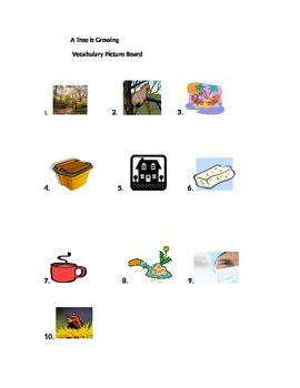 Preview of Journeys Lesson 18 A Tree is Growing Vocabulary Picture Board