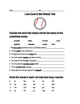 Preview of Luke Goes to Bat Assessment