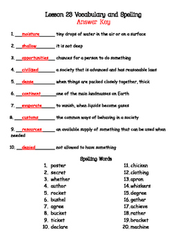 Spelling Power Worksheets Answer Key
