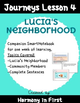 Preview of Journeys Lesson 4 - Lucia's Neighborhood - SmartNotebook Companion File