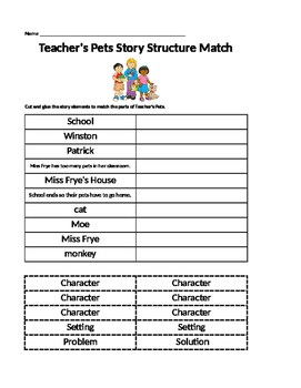 Preview of Teacher's Pets Story Elements Match