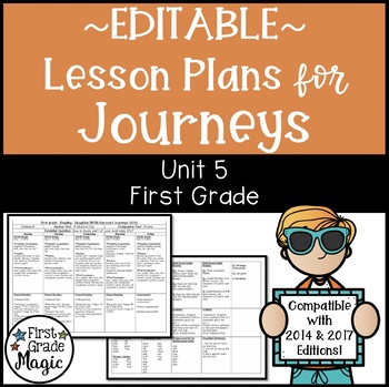 Preview of Journeys Lesson Plans First Grade Unit 5 {EDITABLE!}