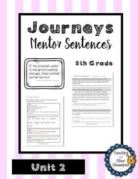 Preview of Journeys Unit 2 Mentor Sentences- 5th Grade
