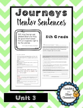Preview of Journeys Mentor Sentences Unit 3, 5th Grade