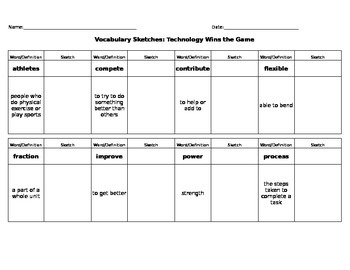 Preview of Journeys Reading - Grade 3 - Vocabulary Sketch – Unit 4