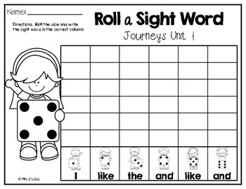 free printable roll a sight word worksheets