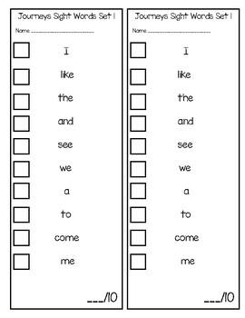 journys list of kindergarten sight words