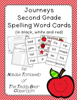 Preview of Journeys Spelling Word Cards - Second Grade