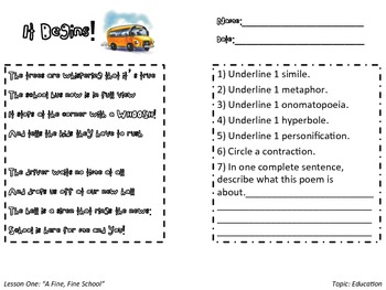 Journeys Third Grade Figurative Language Poetry Pack 1 by Seann Combs