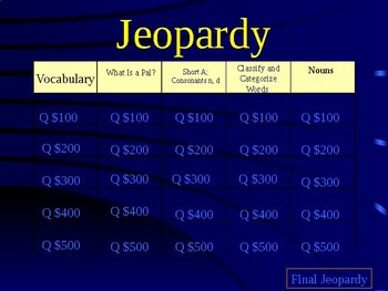 Preview of Journeys Unit 1 Lesson 1 What Is a Pal? Jeopardy Review