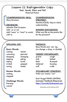 Preview of Journeys Unit 5 Lessons 21-25 Refrigerator Copies Grade 3