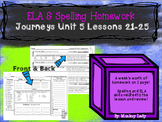 Journeys Unit 5 Weekly Homework for 2nd grade (Lessons 21-25)