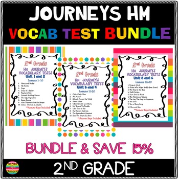 Preview of Journeys Vocabulary Tests 2nd Grade BUNDLE Units 1-6