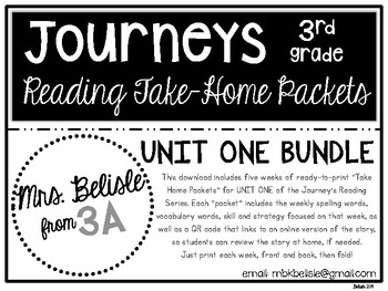 Preview of Journeys Weekly Take-Home Packets UNIT ONE 3rd Grade