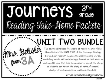 Preview of Journeys Weekly Take-Home Packets UNIT TWO 3rd Grade