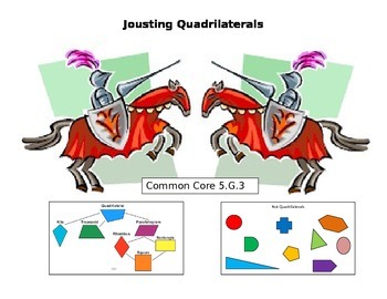 Preview of Jousting Quadrilaterals Task Cards CCSS 5.G.3