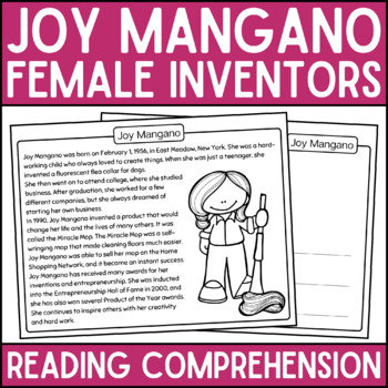 Preview of Joy Mangano: Reading Comprehension Passage | Women's History Month
