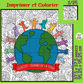 Preview of Joyeuse Journée de la Terre Affiche collaborative à Colorier / FRENCH Poster