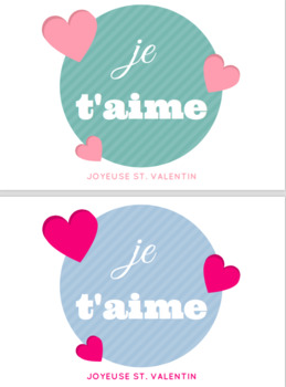 Preview of Joyeuse Saint Valentin, French Valentine Cards, St Valentin
