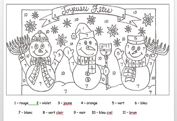 Joyeuses Fetes French Color By Numbers Holidays by Sra Madame | TpT