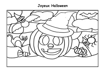Joyeux Halloween Jack O'Lantern/Bat Color Sheets French by Sra Madame