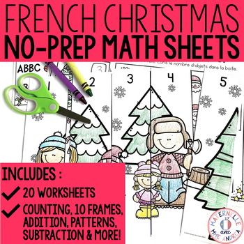 Preview of FRENCH No-Prep Christmas Math Activities Pack | Feuilles de mathématiques Noël