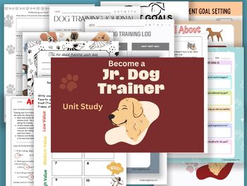 Preview of Jr. Dog Trainer Unit Study Curriculum with Dog Worksheets & Activities
