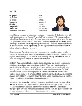 Preview of Juanes Biografía: Spanish Biography of Colombian Singer and Activist