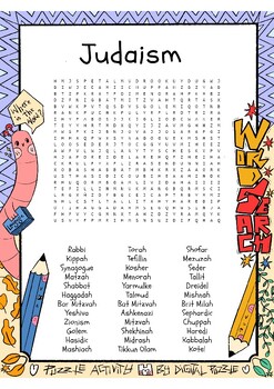 Judaism No Prep Word Search Puzzles Worksheets by Digital Puzzles