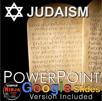 Preview of Judaism (World Religions) PowerPoint  / Google Slides, Guided Notes + Vid Clips