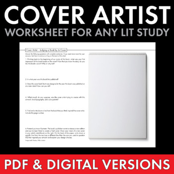 Preview of Cover Artist worksheet, Use with ANY wk. of literature, PDF & Google Drive