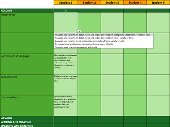 Preview of Judging Standards Tracker - Year 6