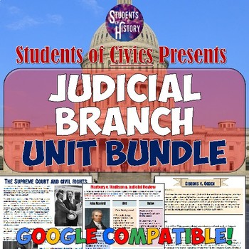 Preview of Judicial Branch American Government & Civics Unit Plan: 3 Branches & Leaders