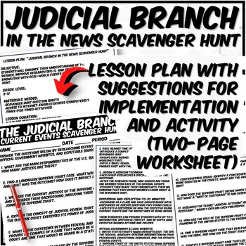 Preview of Judicial Branch Current Event Online Scavenger Hunt