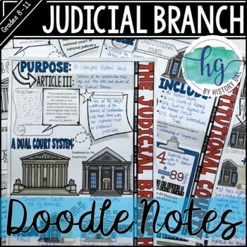 Preview of Judicial Branch Doodle Notes and Digital Guided Notes