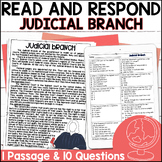 Judicial Branch Reading Passage Comprehension Questions - 