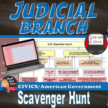 Preview of Judicial Branch | Scavenger Hunt |The Court System | Print & Digital | Civics