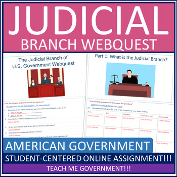 Preview of Judicial Branch and Supreme Court American Government Webquest Worksheet