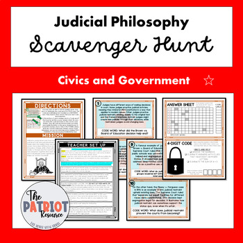 Preview of Judicial Philosophy Reading Comprehension Scavenger Hunt
