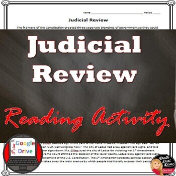 Preview of Judicial Review Reading | Civics/American Government | Print & Digital
