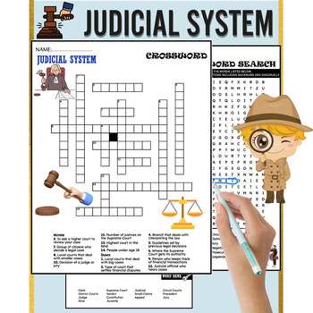 Preview of Judicial System  Fun Worksheets - Word Search And Crossword