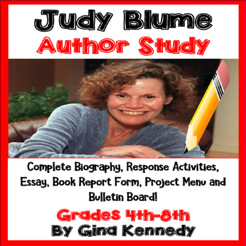 Preview of Judy Blume Author Study, Biography, Reading Response Activities, Projects, More!