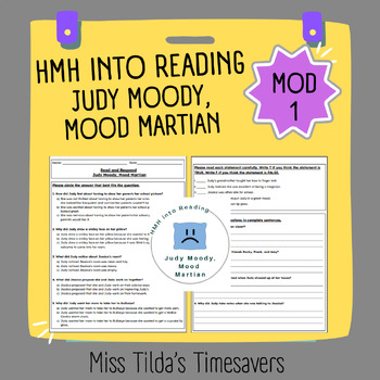 Preview of Judy Moody, Mood Martian - Grade 3 HMH into Reading